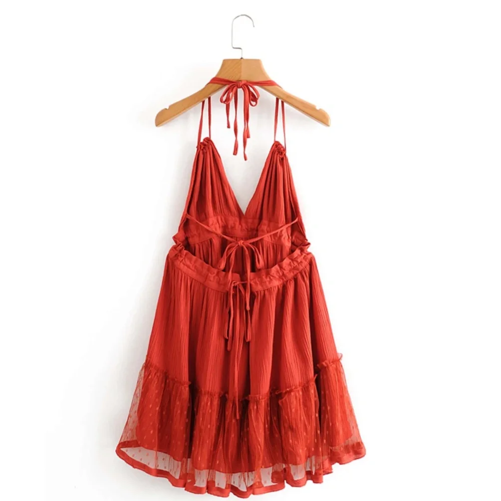 Backless Babydoll Short Dress in Burnt Orange - Picture 2 of 16